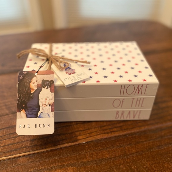 Rae Dunn July 4th Home Of The Brave Book Stack, Patriotic 4th Of July Decor - Picture 12 of 16